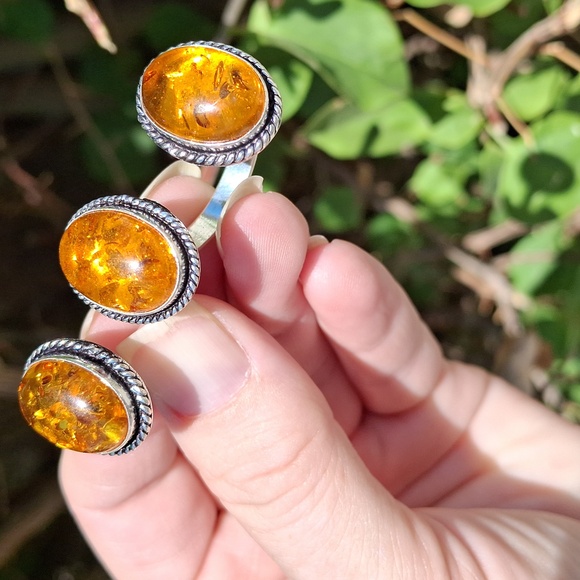New Amber Knuckles Double 925 Silver Ring. - Picture 13 of 15